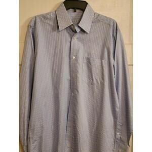 Bugatchi Uomo Shirt Mens M Blue Plaid  Classic Fit Button Up Long Sleeve Preppy